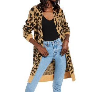 BP Long Leopard Jacquard Cardigan